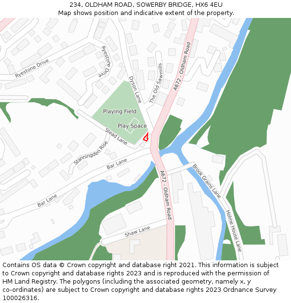 234, OLDHAM ROAD, SOWERBY BRIDGE, HX6 4EU: Location map and indicative extent of plot