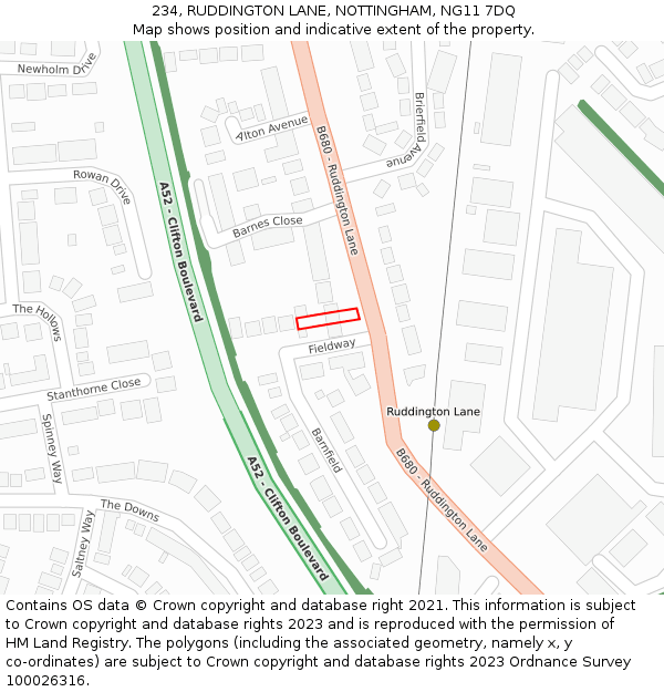 234, RUDDINGTON LANE, NOTTINGHAM, NG11 7DQ: Location map and indicative extent of plot