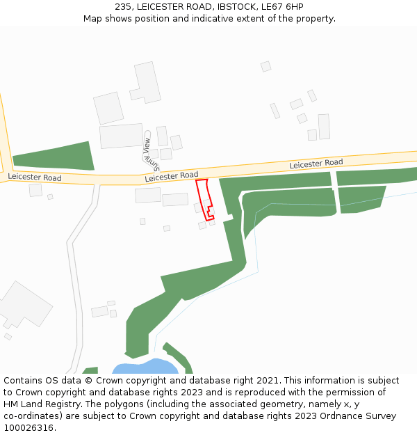 235, LEICESTER ROAD, IBSTOCK, LE67 6HP: Location map and indicative extent of plot