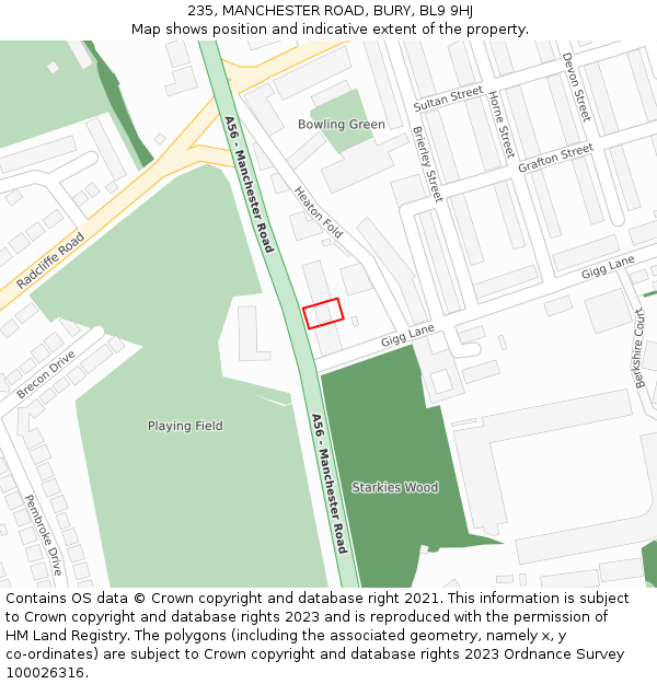 235, MANCHESTER ROAD, BURY, BL9 9HJ: Location map and indicative extent of plot