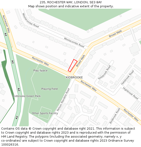 235, ROCHESTER WAY, LONDON, SE3 8AY: Location map and indicative extent of plot