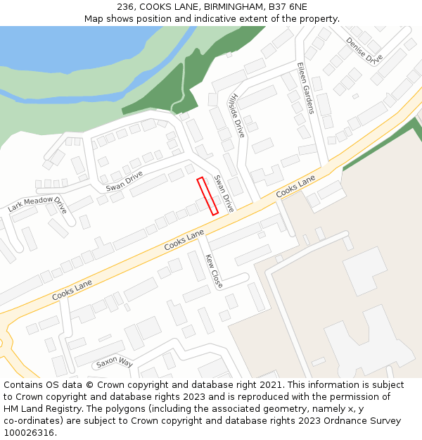 236, COOKS LANE, BIRMINGHAM, B37 6NE: Location map and indicative extent of plot