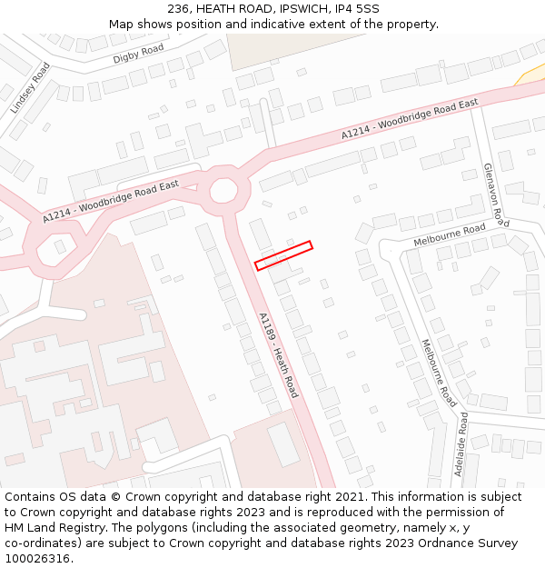 236, HEATH ROAD, IPSWICH, IP4 5SS: Location map and indicative extent of plot