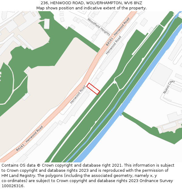 236, HENWOOD ROAD, WOLVERHAMPTON, WV6 8NZ: Location map and indicative extent of plot