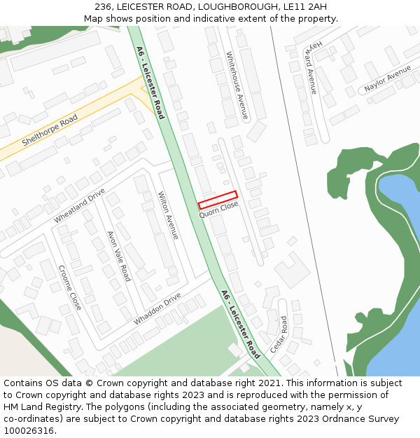 236, LEICESTER ROAD, LOUGHBOROUGH, LE11 2AH: Location map and indicative extent of plot