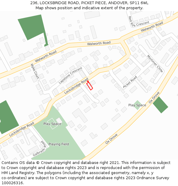 236, LOCKSBRIDGE ROAD, PICKET PIECE, ANDOVER, SP11 6WL: Location map and indicative extent of plot