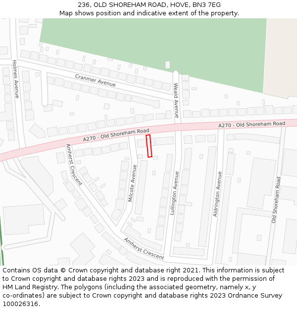 236, OLD SHOREHAM ROAD, HOVE, BN3 7EG: Location map and indicative extent of plot