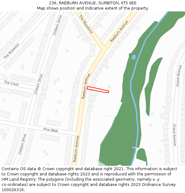 236, RAEBURN AVENUE, SURBITON, KT5 9EE: Location map and indicative extent of plot