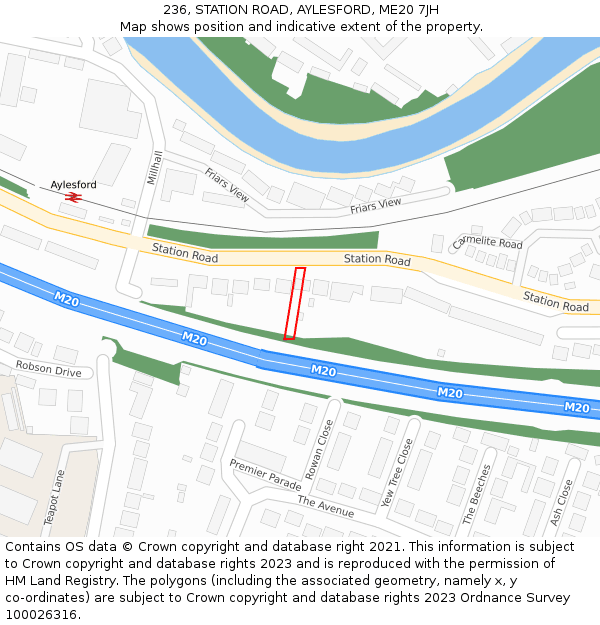 236, STATION ROAD, AYLESFORD, ME20 7JH: Location map and indicative extent of plot