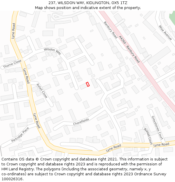 237, WILSDON WAY, KIDLINGTON, OX5 1TZ: Location map and indicative extent of plot