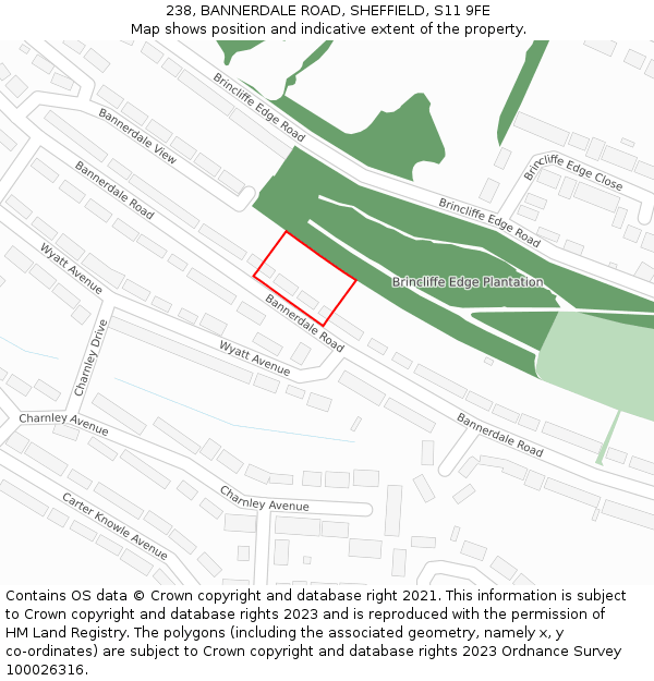 238, BANNERDALE ROAD, SHEFFIELD, S11 9FE: Location map and indicative extent of plot