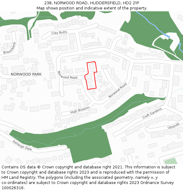 238, NORWOOD ROAD, HUDDERSFIELD, HD2 2YF: Location map and indicative extent of plot