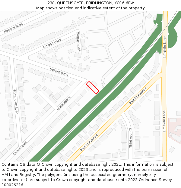 238, QUEENSGATE, BRIDLINGTON, YO16 6RW: Location map and indicative extent of plot