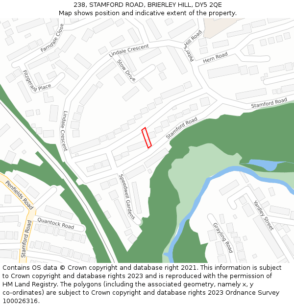 238, STAMFORD ROAD, BRIERLEY HILL, DY5 2QE: Location map and indicative extent of plot