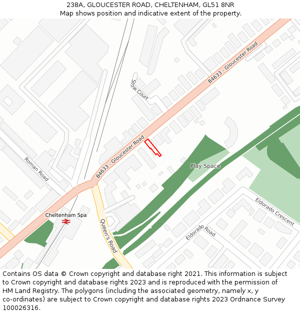 238A, GLOUCESTER ROAD, CHELTENHAM, GL51 8NR: Location map and indicative extent of plot