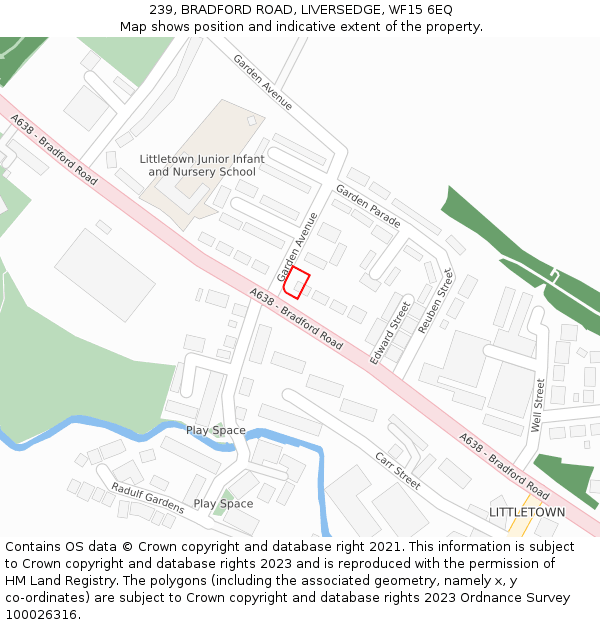 239, BRADFORD ROAD, LIVERSEDGE, WF15 6EQ: Location map and indicative extent of plot