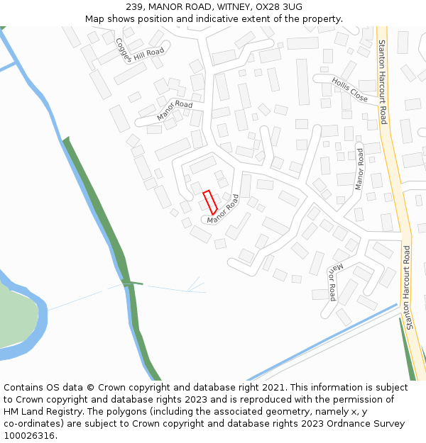 239, MANOR ROAD, WITNEY, OX28 3UG: Location map and indicative extent of plot