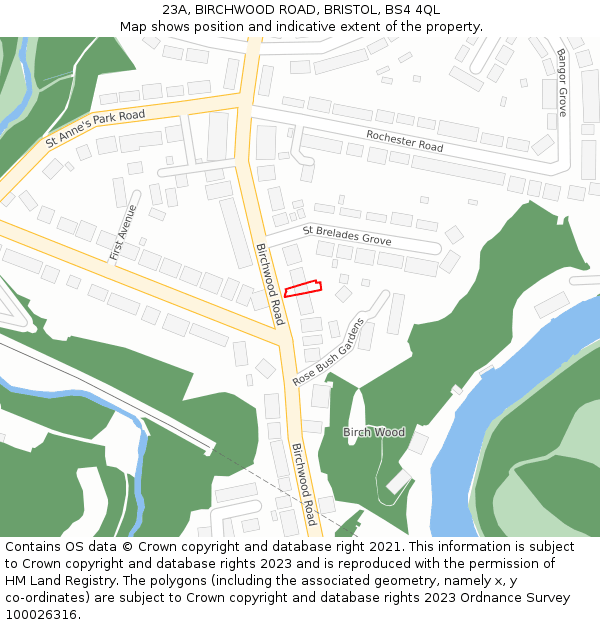 23A, BIRCHWOOD ROAD, BRISTOL, BS4 4QL: Location map and indicative extent of plot