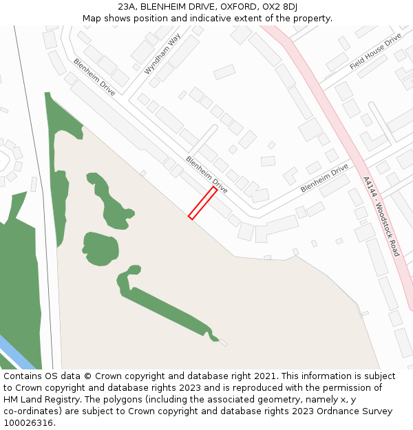 23A, BLENHEIM DRIVE, OXFORD, OX2 8DJ: Location map and indicative extent of plot