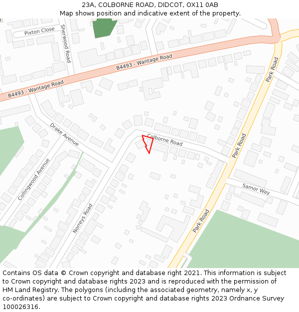 23A, COLBORNE ROAD, DIDCOT, OX11 0AB: Location map and indicative extent of plot