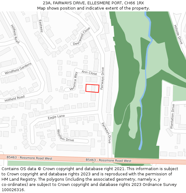 23A, FAIRWAYS DRIVE, ELLESMERE PORT, CH66 1RX: Location map and indicative extent of plot