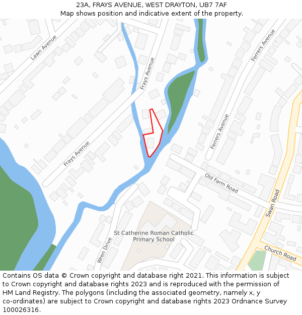 23A, FRAYS AVENUE, WEST DRAYTON, UB7 7AF: Location map and indicative extent of plot