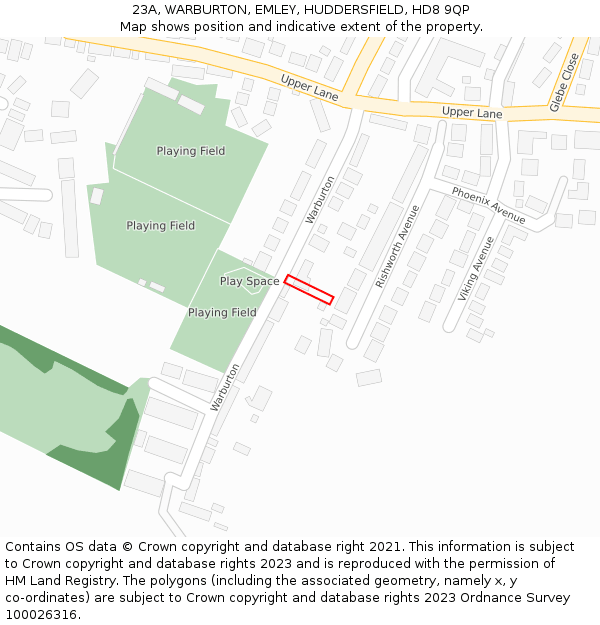 23A, WARBURTON, EMLEY, HUDDERSFIELD, HD8 9QP: Location map and indicative extent of plot