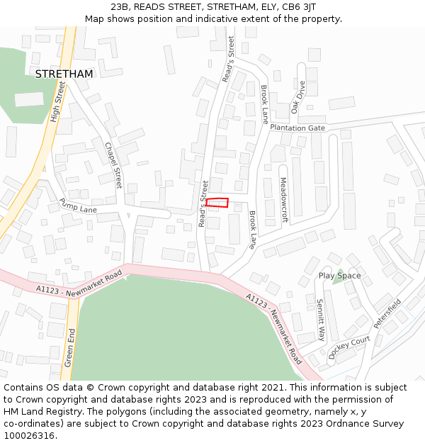 23B, READS STREET, STRETHAM, ELY, CB6 3JT: Location map and indicative extent of plot