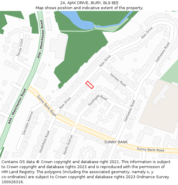 24, AJAX DRIVE, BURY, BL9 8EE: Location map and indicative extent of plot