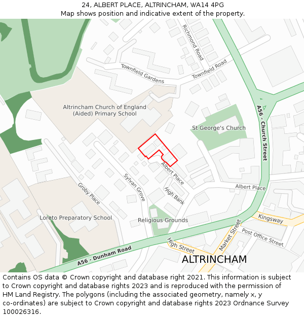 24, ALBERT PLACE, ALTRINCHAM, WA14 4PG: Location map and indicative extent of plot