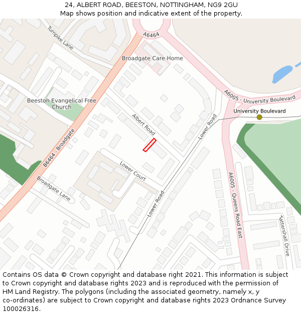 24, ALBERT ROAD, BEESTON, NOTTINGHAM, NG9 2GU: Location map and indicative extent of plot