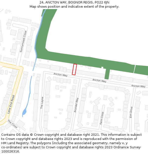 24, ANCTON WAY, BOGNOR REGIS, PO22 6JN: Location map and indicative extent of plot