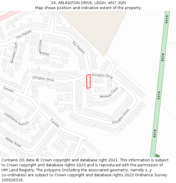24, ARLINGTON DRIVE, LEIGH, WN7 3QN: Location map and indicative extent of plot