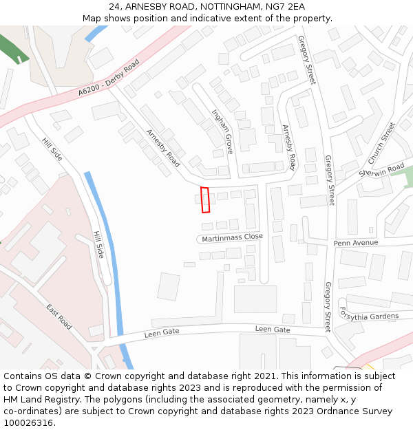 24, ARNESBY ROAD, NOTTINGHAM, NG7 2EA: Location map and indicative extent of plot