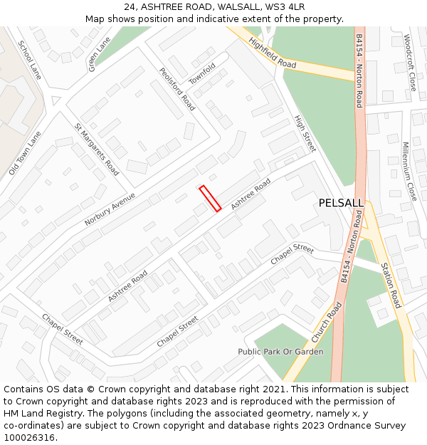 24, ASHTREE ROAD, WALSALL, WS3 4LR: Location map and indicative extent of plot