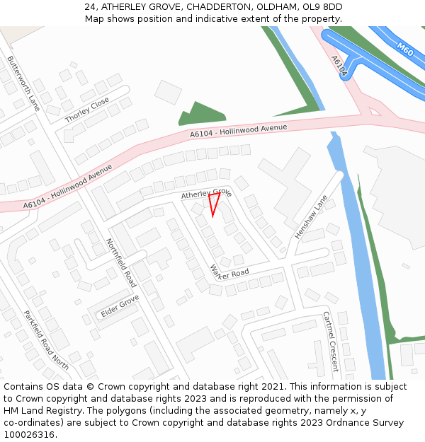 24, ATHERLEY GROVE, CHADDERTON, OLDHAM, OL9 8DD: Location map and indicative extent of plot