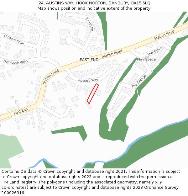 24, AUSTINS WAY, HOOK NORTON, BANBURY, OX15 5LQ: Location map and indicative extent of plot