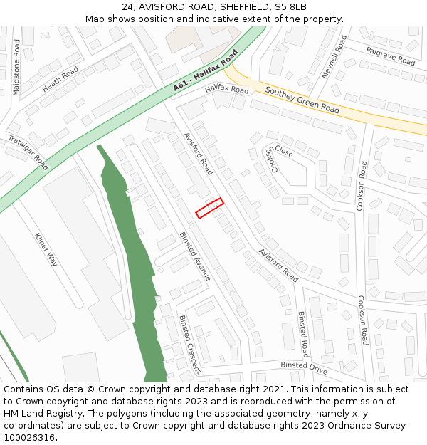 24, AVISFORD ROAD, SHEFFIELD, S5 8LB: Location map and indicative extent of plot