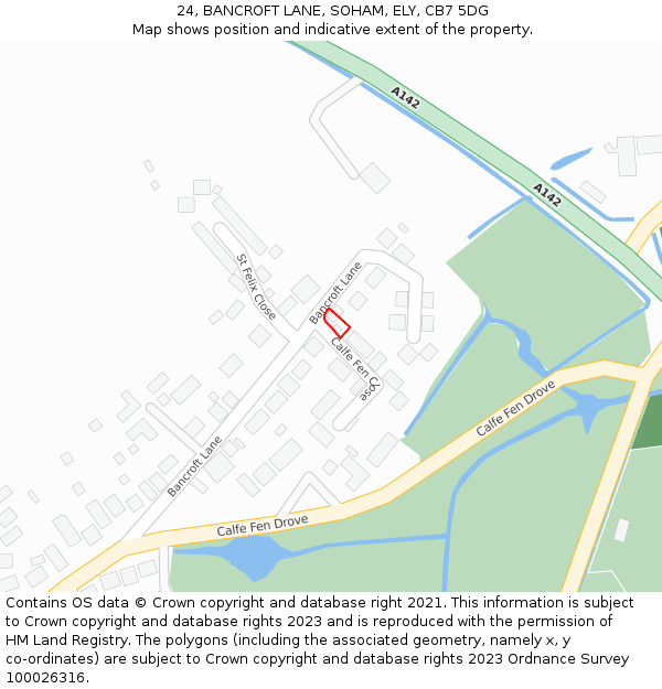 24, BANCROFT LANE, SOHAM, ELY, CB7 5DG: Location map and indicative extent of plot