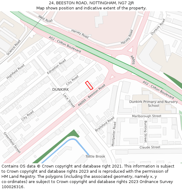 24, BEESTON ROAD, NOTTINGHAM, NG7 2JR: Location map and indicative extent of plot