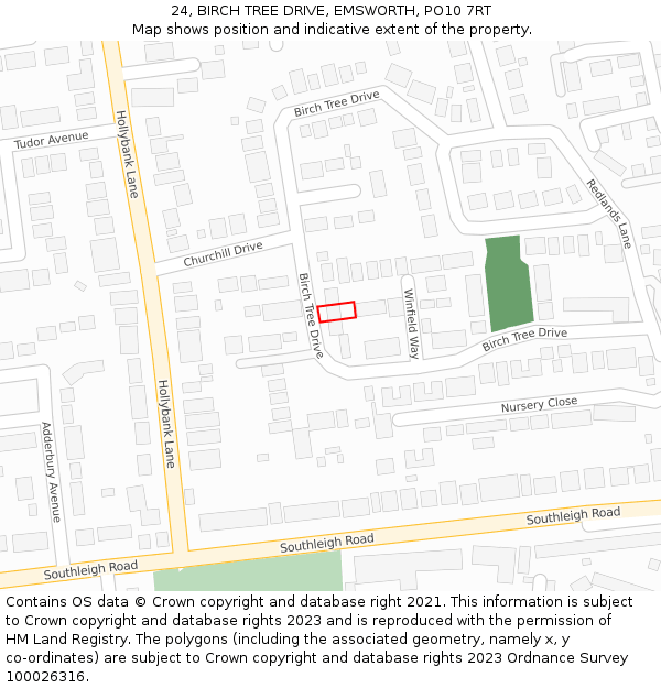 24, BIRCH TREE DRIVE, EMSWORTH, PO10 7RT: Location map and indicative extent of plot