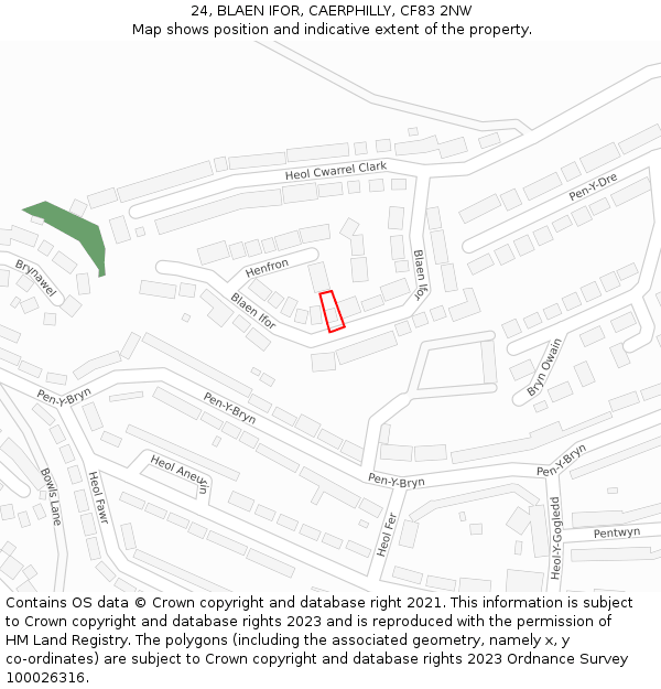 24, BLAEN IFOR, CAERPHILLY, CF83 2NW: Location map and indicative extent of plot