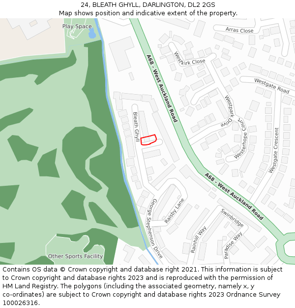 24, BLEATH GHYLL, DARLINGTON, DL2 2GS: Location map and indicative extent of plot