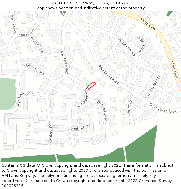 24, BLENKINSOP WAY, LEEDS, LS10 4GG: Location map and indicative extent of plot