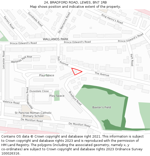 24, BRADFORD ROAD, LEWES, BN7 1RB: Location map and indicative extent of plot
