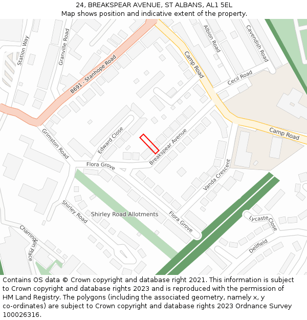 24, BREAKSPEAR AVENUE, ST ALBANS, AL1 5EL: Location map and indicative extent of plot