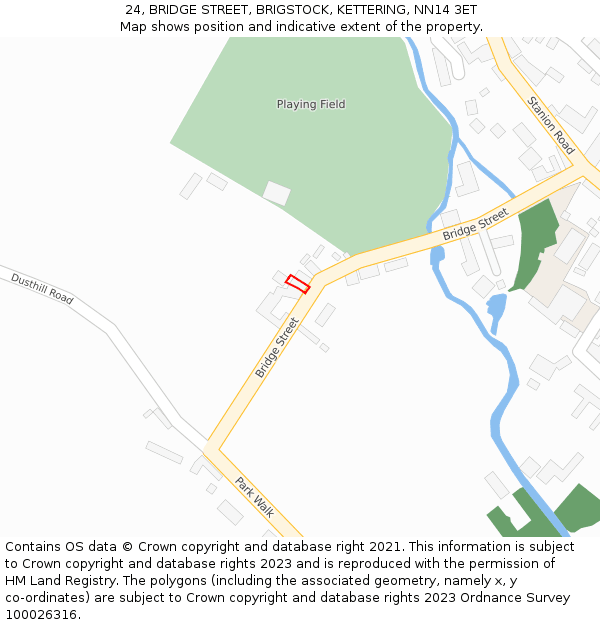 24, BRIDGE STREET, BRIGSTOCK, KETTERING, NN14 3ET: Location map and indicative extent of plot