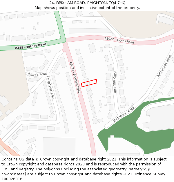 24, BRIXHAM ROAD, PAIGNTON, TQ4 7HQ: Location map and indicative extent of plot