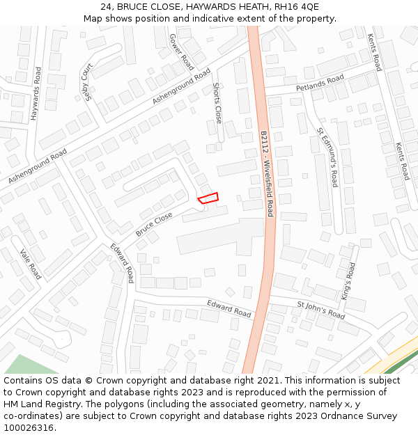 24, BRUCE CLOSE, HAYWARDS HEATH, RH16 4QE: Location map and indicative extent of plot