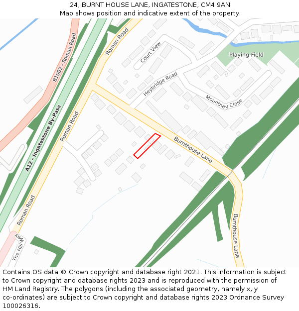 24, BURNT HOUSE LANE, INGATESTONE, CM4 9AN: Location map and indicative extent of plot